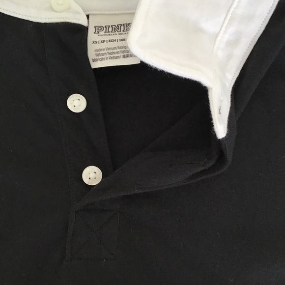 VS PINK BLACK & WHITE COLLEGIATE COLLECTION PINK NATION RUGBY TOP SIZE XS - Picture 11 of 14